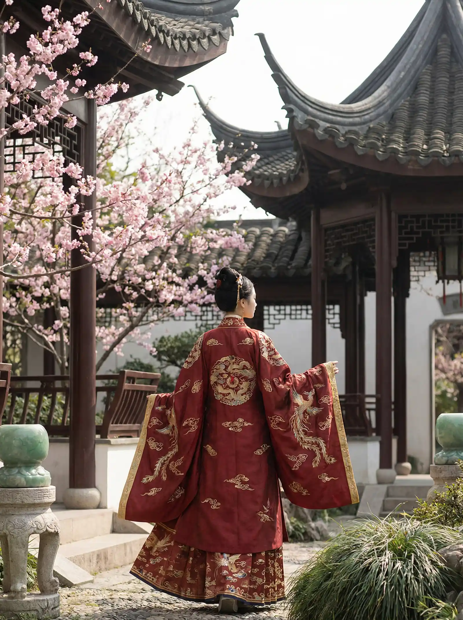 好男人在线观看免费高清2019 明制汉服红色凤凰刺绣